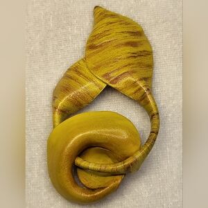 Artisan Leather Staghorn Fern Plant Brooch